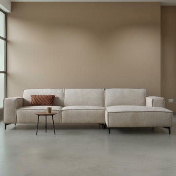 Hoekbank River met chaise longue rechts. 