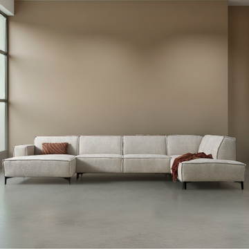 Sfeerafbeelding van de hoekbank River in de kleur beige. 