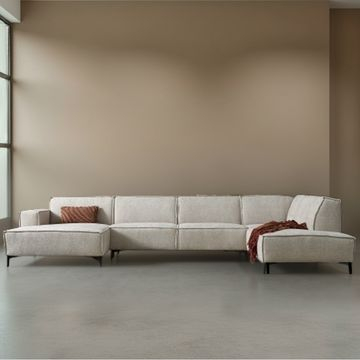 Sfeerafbeelding van de hoekbank River in de kleur beige. 