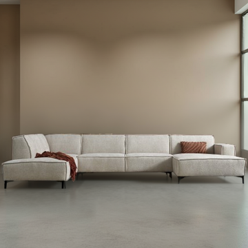 Sfeerafbeelding van de bankstel River in u-opstelling. 