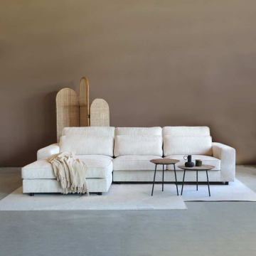 Hoekbank Uno ribstof beige