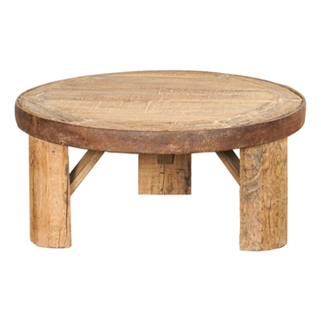Houten salontafel rond.