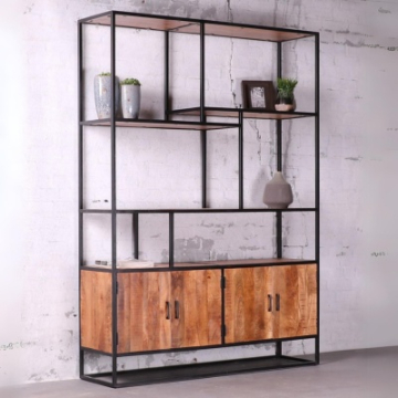 Mangohouten boekenkast 150 cm b-keus