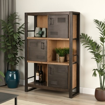 Kastje industrieel acaciahout met staal.