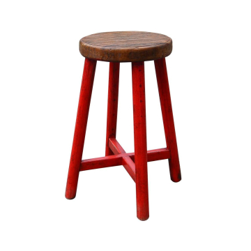 Klein houten krukje rood