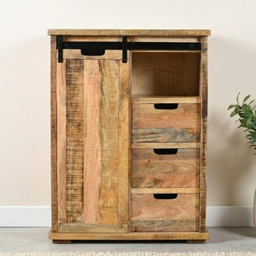 Ladekast mangohout met schuifdeur