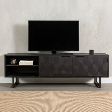 Tv meubel mangohout zwart 180 cm.