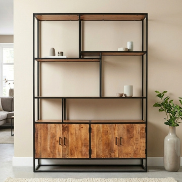 Mangohouten boekenkast 150 cm breed