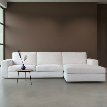 Hoekbank Uno in de kleur wit met chaise longue. 