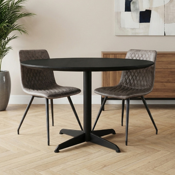 Ronde eettafel zwart hout 120 cm.