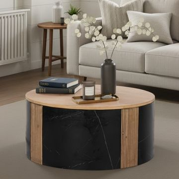 Ronde salontafel van eiken. 