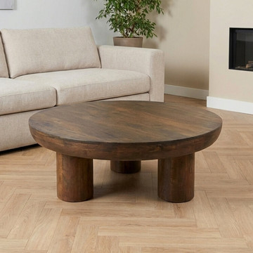 Ronde salontafel bruin 90 cm