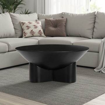 Salontafel in het zwart met rond bovenblad.