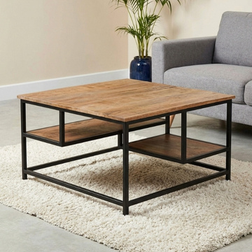 Salontafel mangohout vierkant 80 cm.