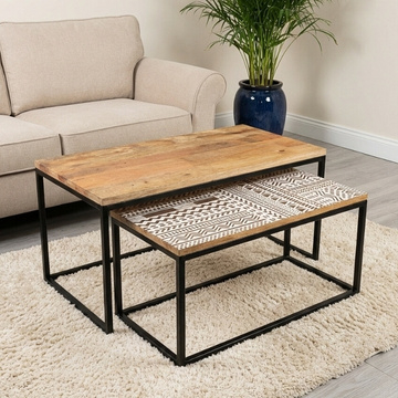 Salontafels mangohout set van twee