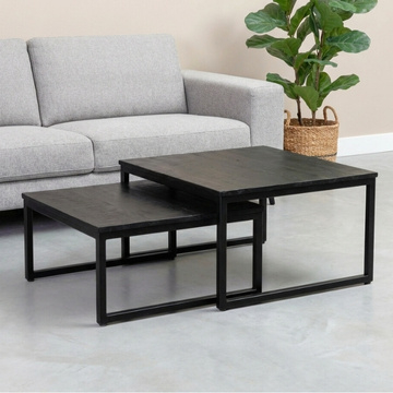 Salontafel set van twee zwart mangohout.