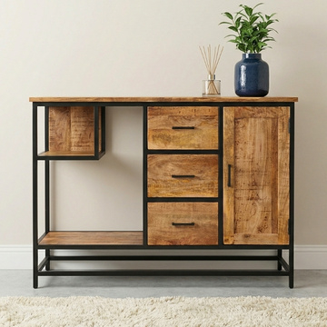 Sidetable mangohout met deur en lades 120 cm