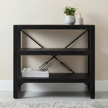 Sidetable zwart mangohout 90 cm