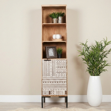 Smalle boekenkast mangohout.