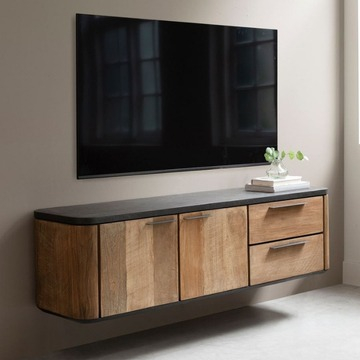 Tv meubel zwevend teakhout 150 cm.