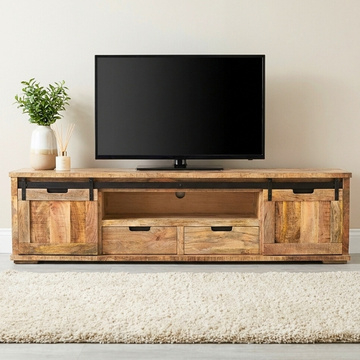 Tv meubel mangohout met schuifdeuren.
