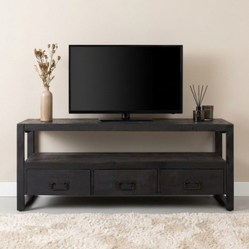 Tv meubel mangohout zwart 150 cm.