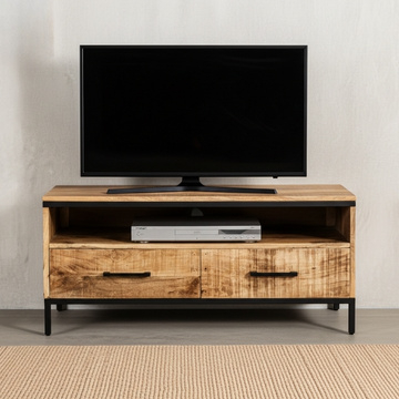 Klein tv meubel mangohout 100 cm.