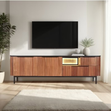 Tv meubel met ronde hoeken gemaakt van acaciahout 180 cm.