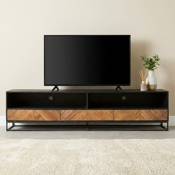 Tv meubel mangohout met visgraat patroon