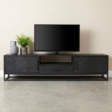 Tv meubel visgraat zwart 210 cm breed.