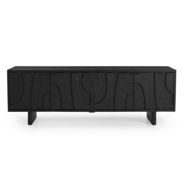 Tv meubel van 183cm in zwart mangohout met 4 deuren