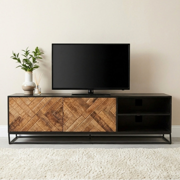 Tv meubel visgraat gemaakt van mangohout.