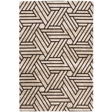 Modern vloerkleed zwart met beige