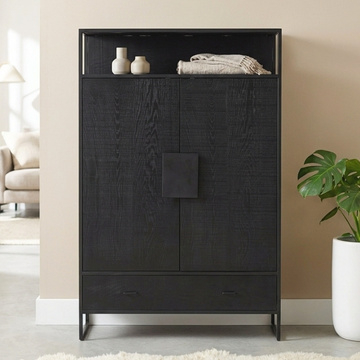 Wandkast zwart 115 cm breed