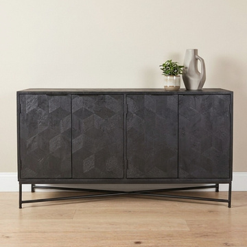 Zwart dressoir van mangohout.