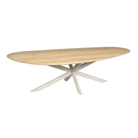 Eettafel Cloud eiken naturel met zandkleurige poot 280 cm driekwart