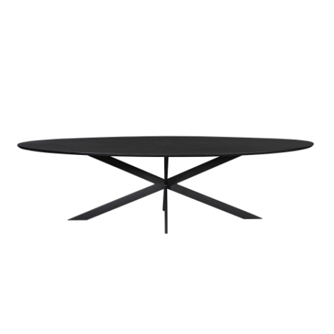 Ovale eettafel Ferris eiken zwart 280 cm vooraanzicht