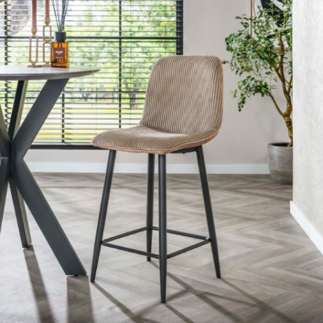 Barkruk met gebogen rugleuning Rhea beige - sfeerfoto