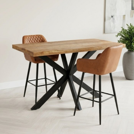 Bartafel industrieel mangohout met spinpoot
