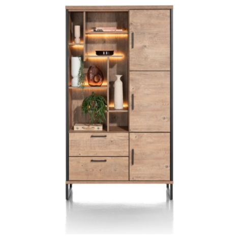 Bergkast Pantin 110 cm met 3 deuren, laden en LED-verlichting