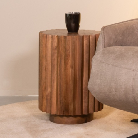 Ronde bijzettafel Noa mangohout 35 cm naturel