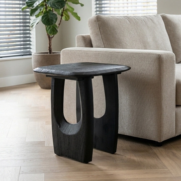 Bijzettafel zwart hout 65 cm