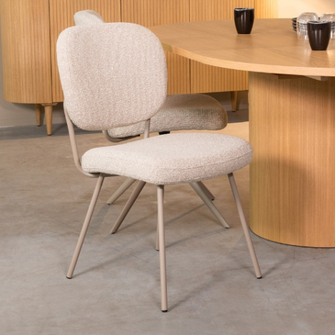 Eetkamerstoel Sem crème bouclé, taupe poten