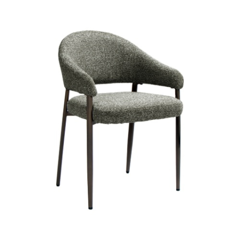 Eetkamerstoel Seth grijs bouclé, bronzen poten