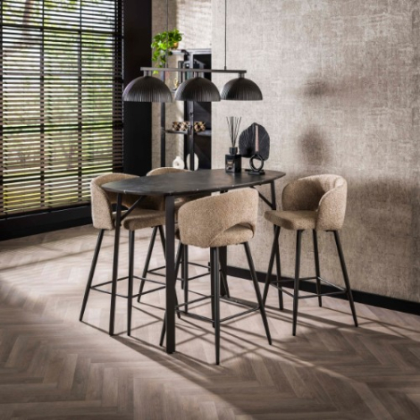 Deens ovale bartafel 140 cm Jules antraciet met rechthoekig frame - sfeerfoto