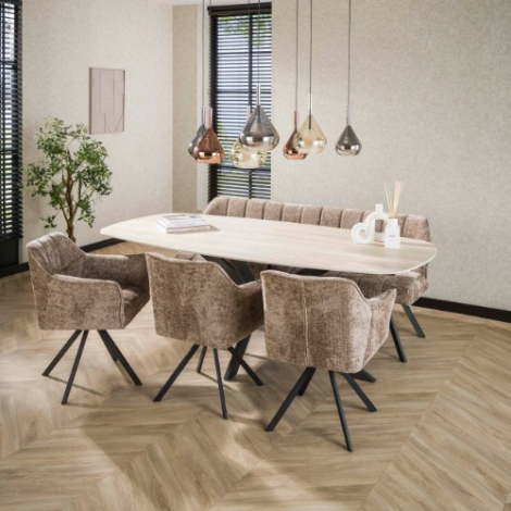 Deens ovale eettafel 215 cm Axel keramiek met spinpoot - sfeerfoto