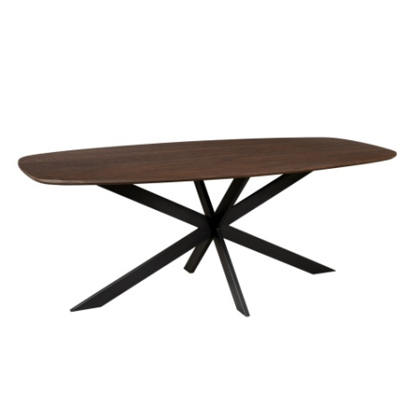 Deens ovale eettafel Ferris eiken bruin 180 cm met zwart spinpoot onderstel