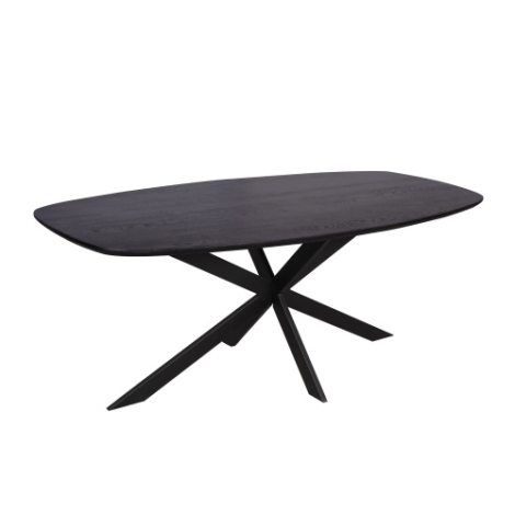 Deens ovale eettafel Ferris eiken zwart 200 cm driekwart aanzicht
