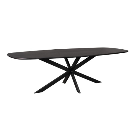 Deens ovale eettafel Ferris eiken zwart 280 cm met zwart spinpoot onderstel