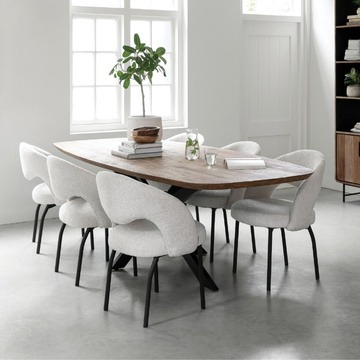 Eettafel Deens ovaal teakhout 240 cm.